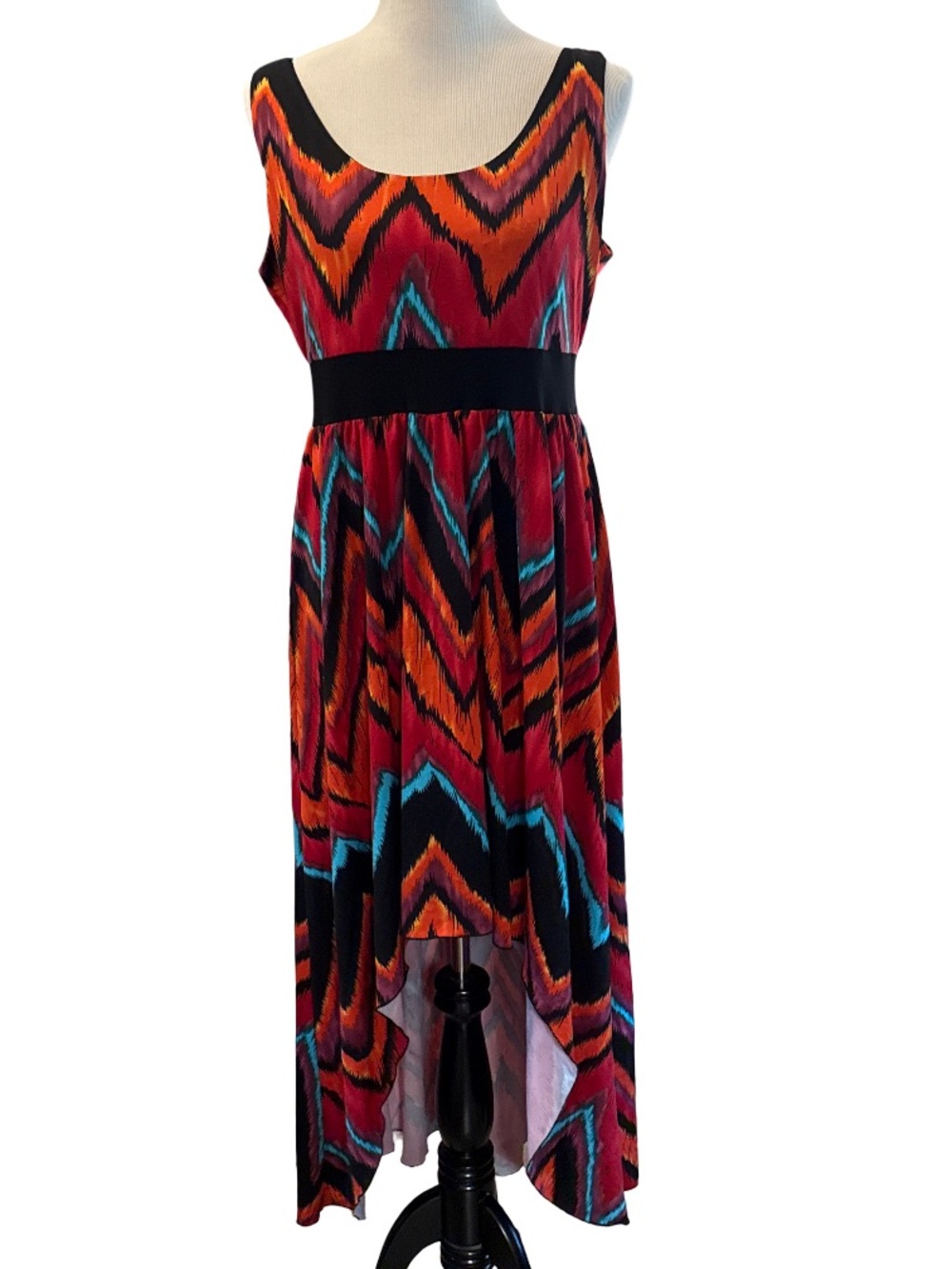 4/$30 Annalee + Hope Multicolor Chevron High-Low Dress  size large